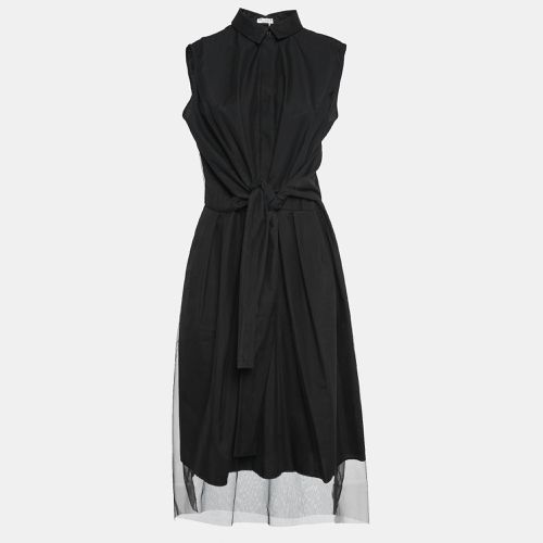 Brunello Cucinelli Black Tulle Waist Tie-Up Detail Midi Dress L - Brunello Cucinelli - Modalova