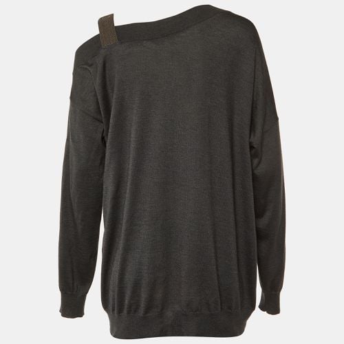 Brunello Cucinelli Grey Cashmere Monili Detail Off Shoulder Sweatshirt XXL - Brunello Cucinelli - Modalova