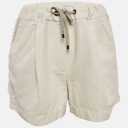 Brunello Cucinelli Beige Cotton Frayed and Monili Bead Side Detail Shorts M - Brunello Cucinelli - Modalova