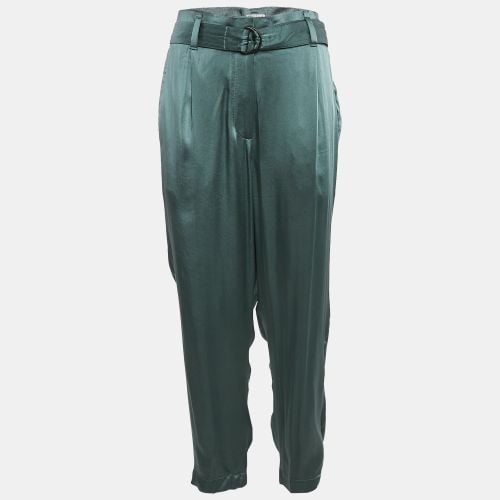 Brunello Cucinelli Green Satin Belted Trousers M - Brunello Cucinelli - Modalova