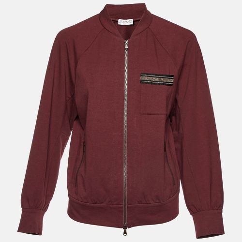 Brunello Cucinelli Burgundy Detailed Pocket Zip-Up Jacket S - Brunello Cucinelli - Modalova