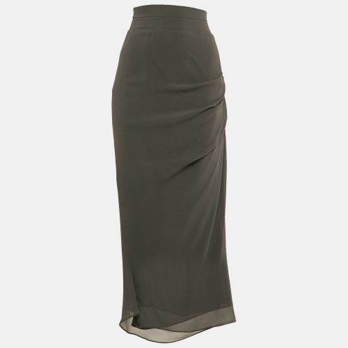 Brunello Cucinelli Grey Georgette Silk Pleated Maxi Skirt M - Brunello Cucinelli - Modalova