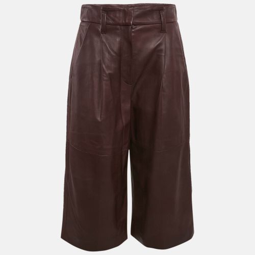 Brunello Cucinelli Burgundy Leather Wide Leg Capri Pants M - Brunello Cucinelli - Modalova