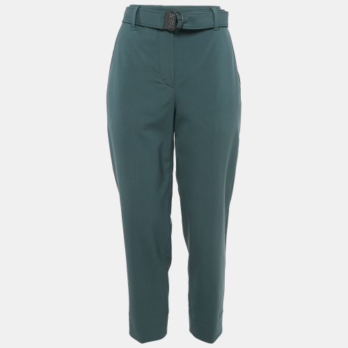 Brunello Cucinelli Green Wool Monili Detail Belted Trousers M - Brunello Cucinelli - Modalova