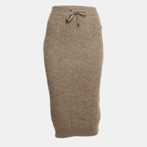 Brunello Cucinelli Light Brown Cable Knit Midi Skirt S - Brunello Cucinelli - Modalova