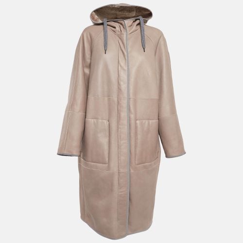 Brunello Cucinelli Tan Reversible Hooded Shearling Coat XL - Brunello Cucinelli - Modalova