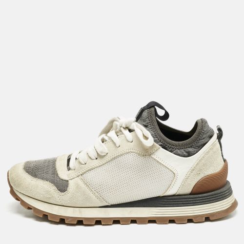 Brunello Cucinelli Grey/White Suede and Mesh Low Top Sneakers Size 39 - Brunello Cucinelli - Modalova