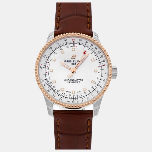 Breitling White Mother of Pearl Stainless Steel Navitimer U17395211A1P2 Automatic Women's Wristwatch 35 mm - Breitling - Modalova