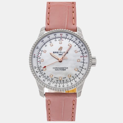 Breitling Navitimer A17395211A1P3 Automatic White Shell Stainless Steel Women’s Wristwatch 35mm - Breitling - Modalova