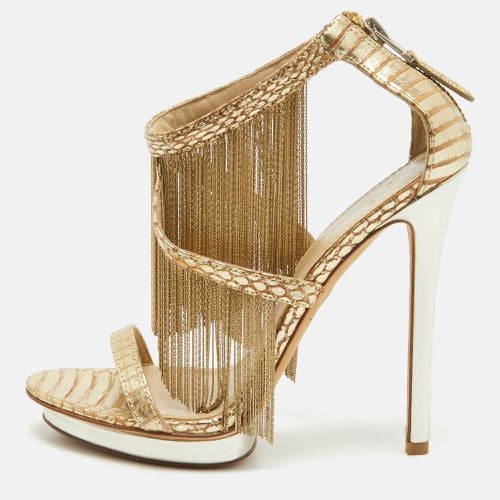 Brian Atwood Gold Leather Ankle Strap Sandals Size 37.5 - Brian Atwood - Modalova