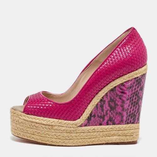 Brian Atwood Pink/Purple Water Snakeskin Leather Wedge Pumps Size 37 - Brian Atwood - Modalova