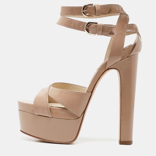 Brian Atwood Beige Patent Leather Carmen Platform Sandals Size 37.5 - Brian Atwood - Modalova