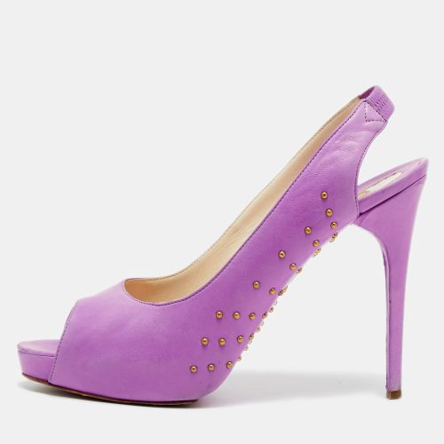 Brian Atwood Size 40.5 Lilac Leather Studded Peep Toe Slingback Pumps - Brian Atwood - Modalova