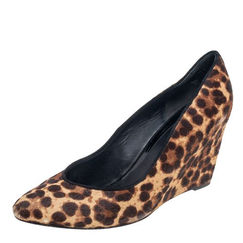 Brian Atwood Brown Leopard Print Pony Hair Wedge Pumps Size 39.5 - Brian Atwood - Modalova