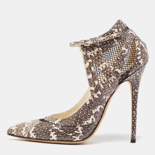 Brian Atwood Grey/White Snakeskin and Mesh Ankle Strap Pumps Size 41 - Brian Atwood - Modalova