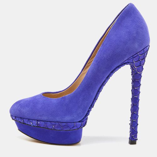 Brian Atwood Blue Suede and Snakeskin Embossed Leather Platform Pumps Size 37 - Brian Atwood - Modalova