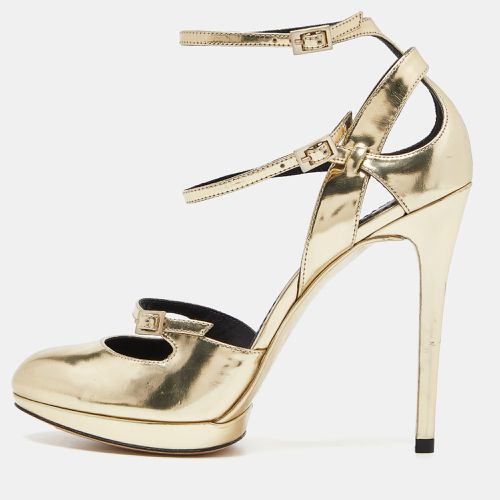 Brian Atwood Gold Laminated Leather Slingback Pumps Size 37 - Brian Atwood - Modalova