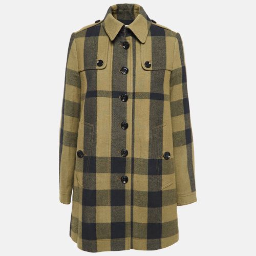 Burberry Green Nova Check Wool Blend Button Mid-Length Coat M - Burberry Brit - Modalova