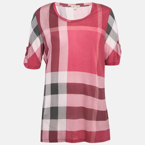 Burberry Brit Pink Plaid Modal Jersey Top L - Burberry Brit - Modalova