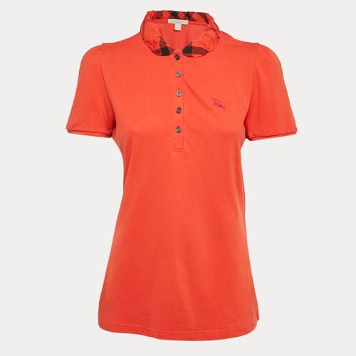 Burberry Brit Orange Cotton Knit Contrast Collar Top M - Burberry Brit - Modalova