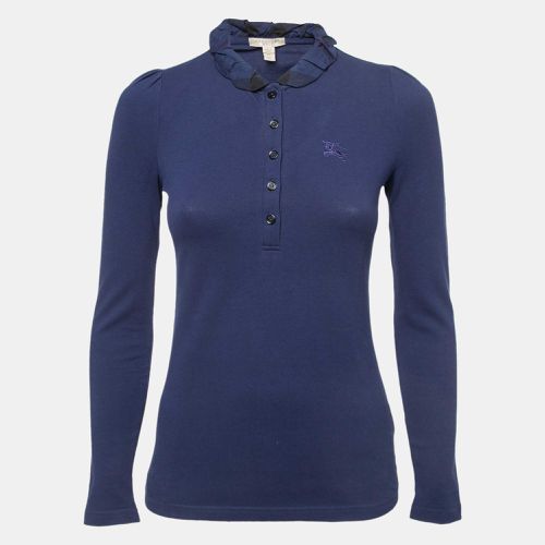 Burberry Brit Navy Blue Cotton Ruffled Collar Full Sleeve Polo T-Shirt XS - Burberry Brit - Modalova