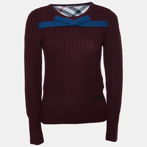 Burberry Brit Burgundy Merino Wool Knit Bow Detail Sweater S - Burberry Brit - Modalova