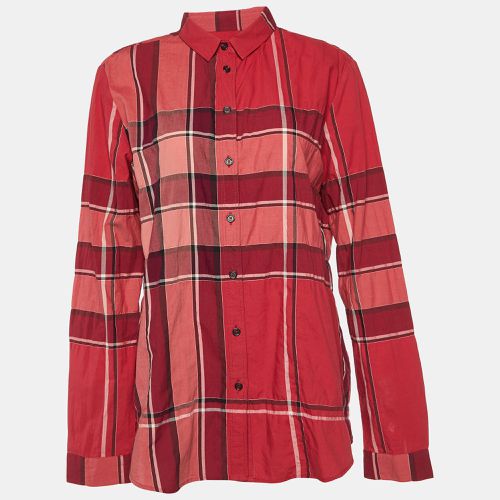 Burberry Brit Dark Pink Checked Cotton Button Front Shirt L - Burberry Brit - Modalova