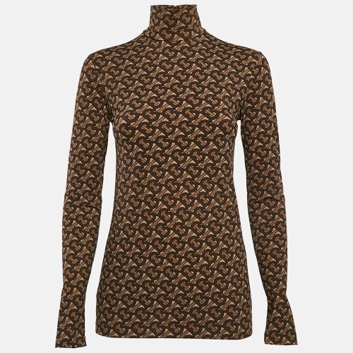 Burberry London Brown Bridle IP Pattern Jersey Top S - Burberry London - Modalova