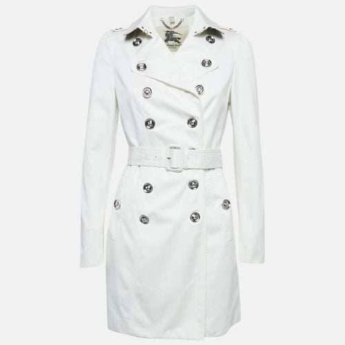 Burberry London White Cotton Double Breasted Slim Fit Trench Coat S - Burberry London - Modalova