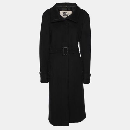 Burberry Black Wool Blend Belted Trench Coat L - Burberry London - Modalova