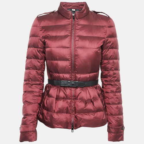 Burberry London Burgundy Nylon Belted Puffer Jacket S - Burberry London - Modalova