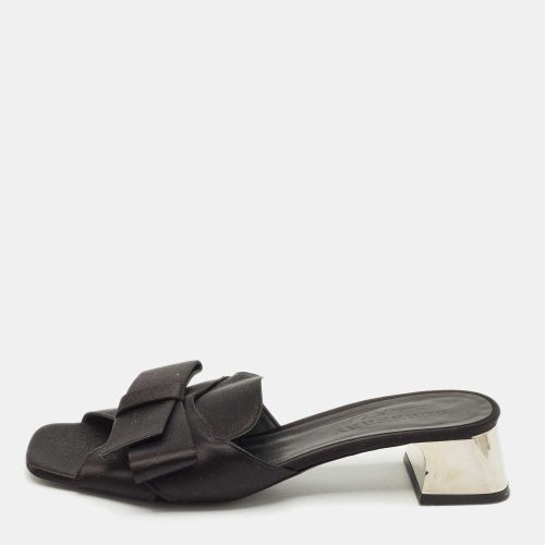 Burberry London Black Satin Bow Slide Sandals Size 41 - Burberry London - Modalova