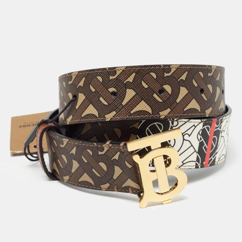 Monogram Coated Canvas and Leather TB Buckle Belt S - Burberry - Modalova