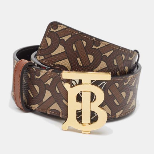 Burberry Brown Monogram Coated Canvas and Leather TB Buckle Belt S - Burberry - Modalova