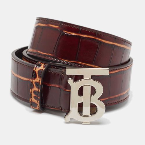 Croc Embossed Leather TB Buckle Belt 80CM - Burberry - Modalova