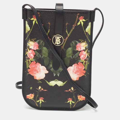 Burberry Black Floral Print Coated Canvas Anne Phone Pouch with Strap - Burberry - Modalova