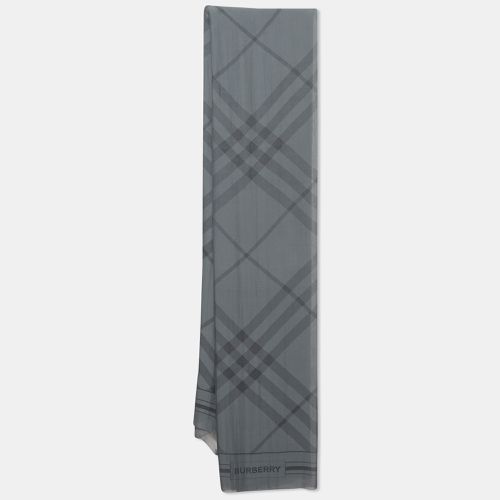 Burberry Grey Giant Check Jacquard Chiffon Scarf - Burberry - Modalova