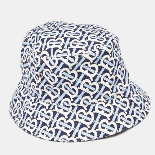 Burberry White/Blue TB Monogram Cotton Bucket Hat - Burberry - Modalova