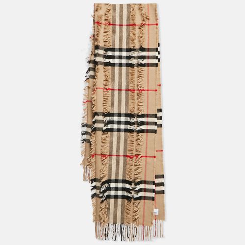 Burberry Beige Giant Check Cashmere Fil Coupe Scarf - Burberry - Modalova