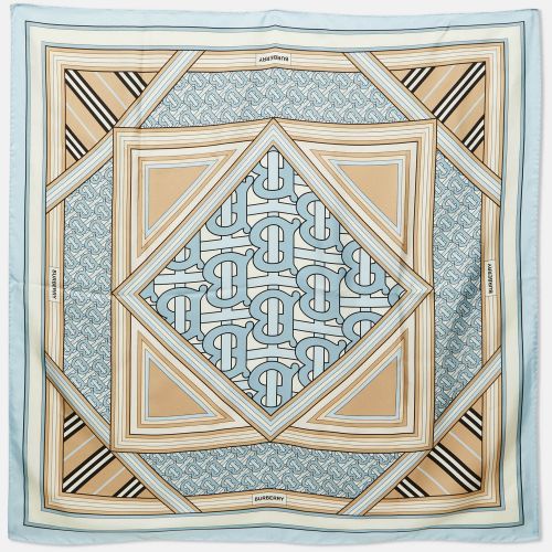 Burberry Pale Blue Montage Print Silk Square Scarf - Burberry - Modalova