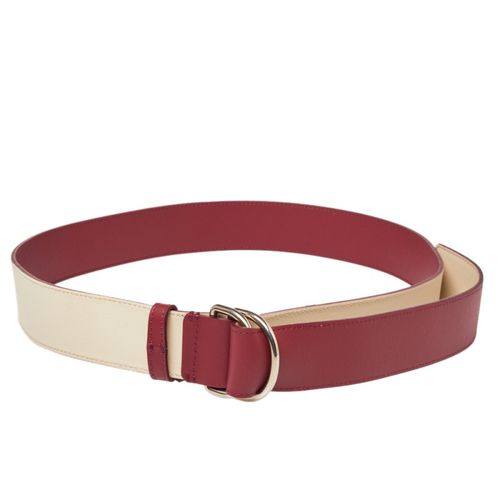 Burberry Wine Red/Ivory Leather Double D Ring Reversible Belt S - Burberry - Modalova