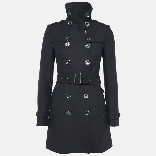 Burberry Navy Blue Wool Blend Trench Coat XS - Burberry - Modalova