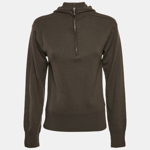 Burberry Otter Brown Wool Half Zip-Up Hooded Sweater XS - Burberry - Modalova