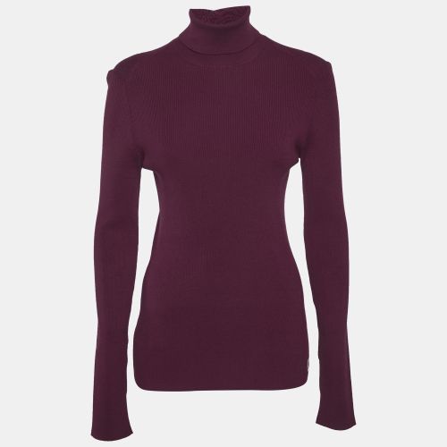 Burberry Burgundy Wool Turtle Neck Long Sleeve Sweater L - Burberry - Modalova