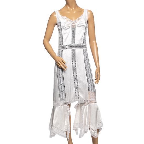 Burberry White Satin & Lace Paneled Slip Dress XS - Burberry - Modalova