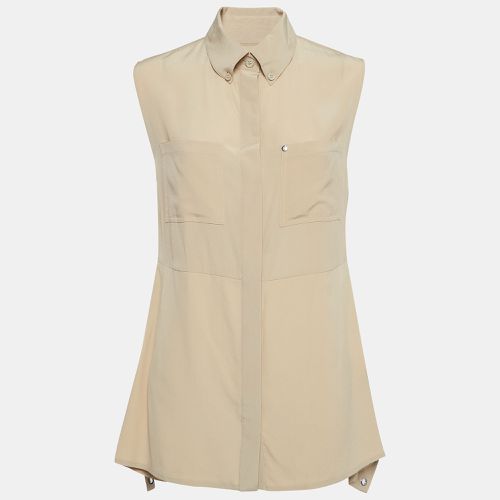 Burberry Beige Silk Buttoned A-Line Sleeveless Shirt Blouse S - Burberry - Modalova