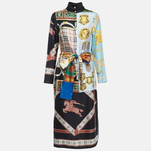 Burberry Multicolor Printed Silk Belted Shirt Dress S - Burberry - Modalova