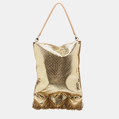 Burberry Gold Bullion Fringing Paillette-Embellished Satin Flag Bag - Burberry - Modalova