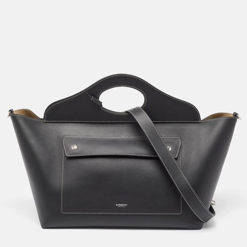 Burberry Black Leather Medium Soft Pocket Tote - Burberry - Modalova