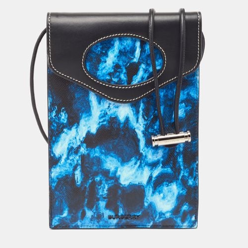 Burberry Blue/Black Water Camo Print Leather Pocket Phone Pouch Crossbody Bag - Burberry - Modalova